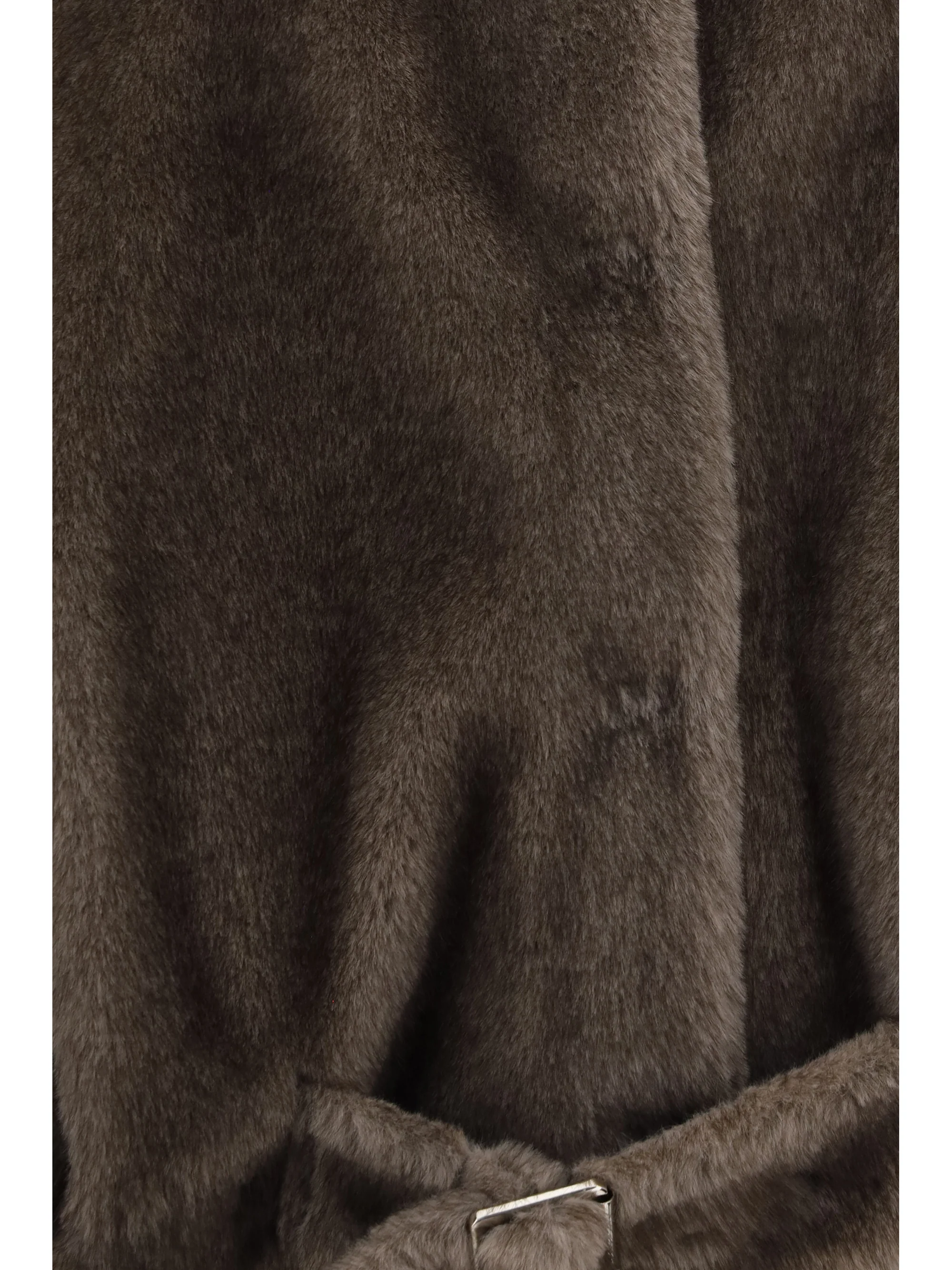 faux fur jacket with waist belt