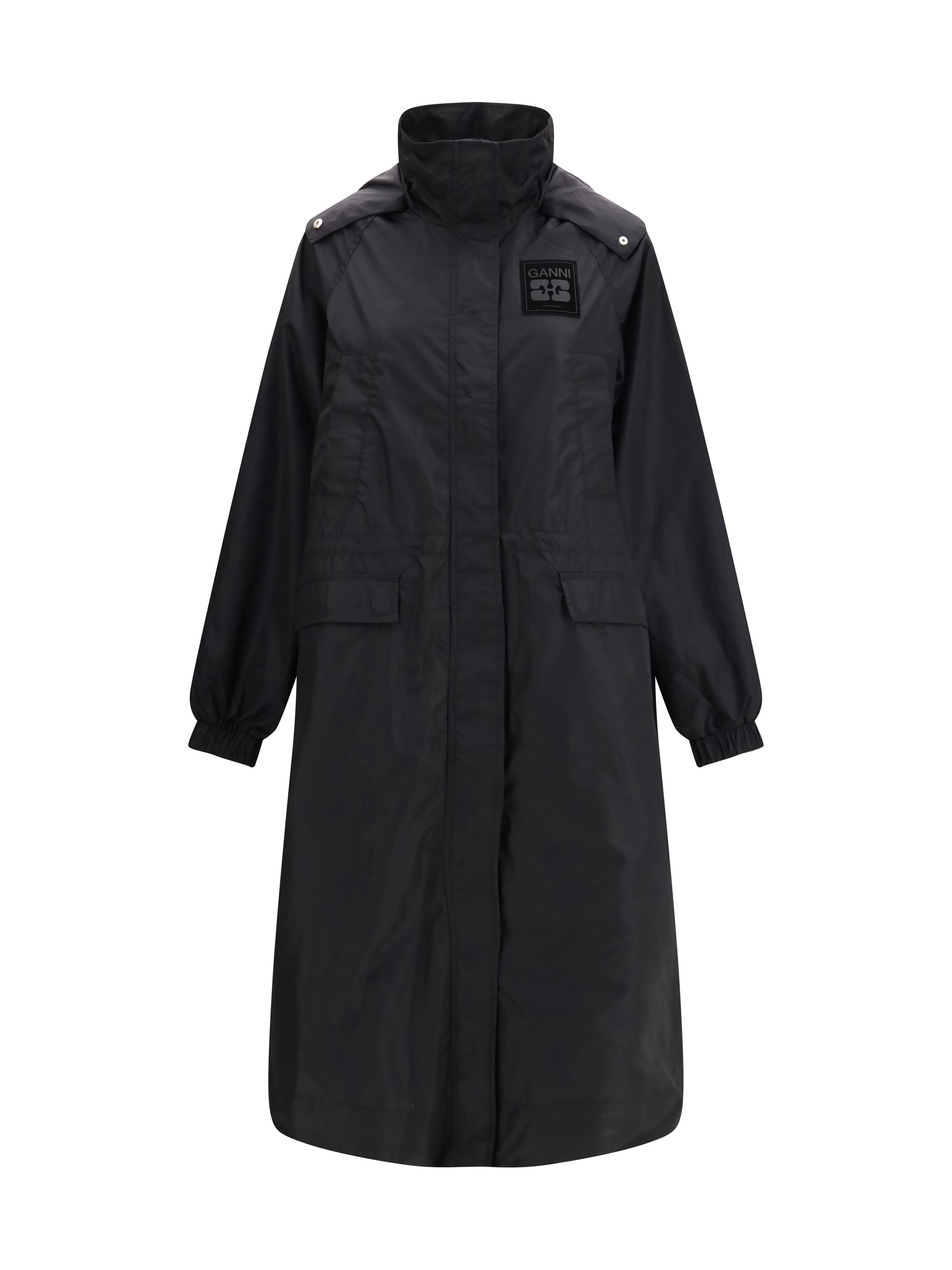 GANNI 34 flyweight banana graphic long parka