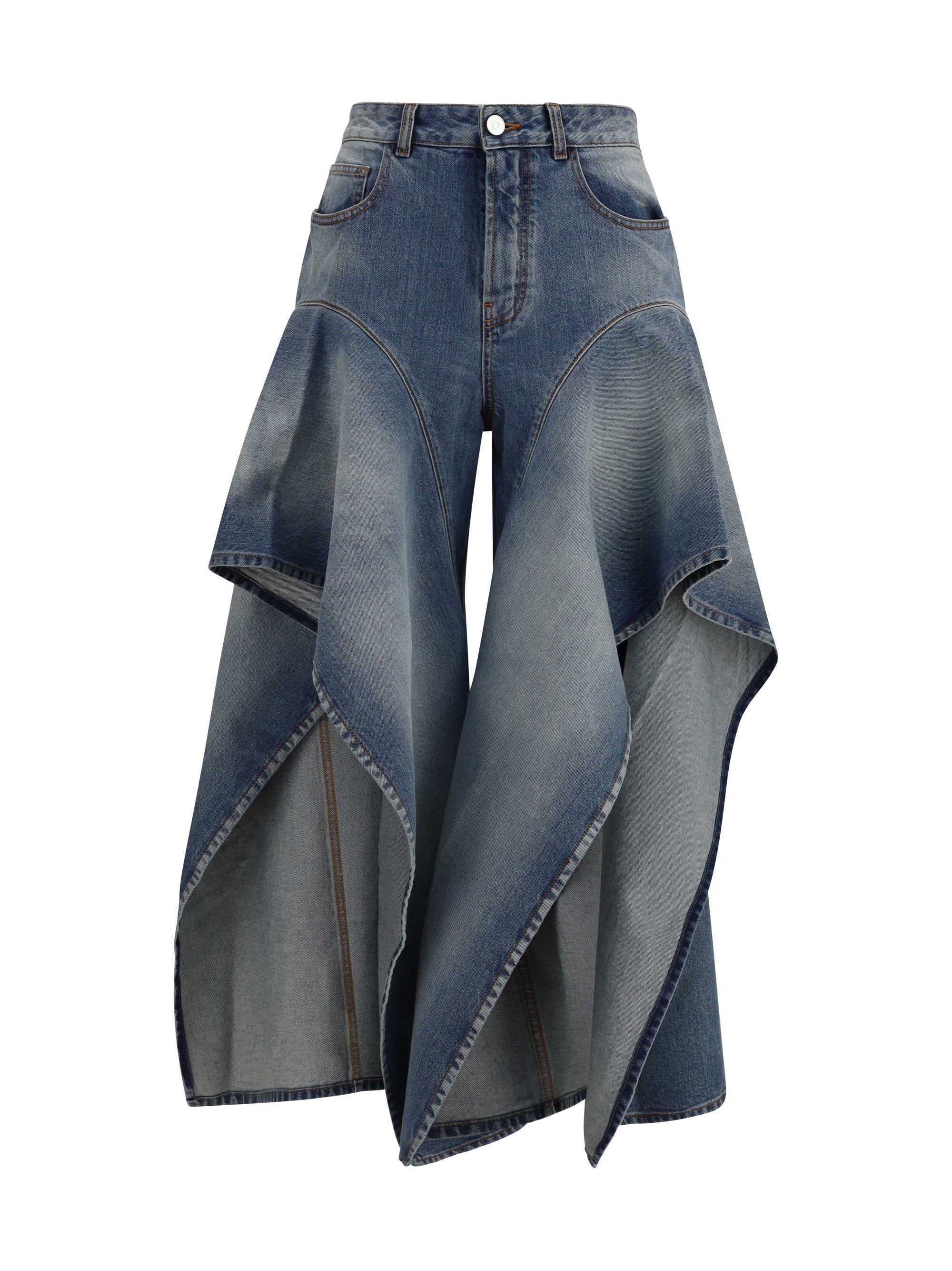 ALAIA 36 faded ruffled jeans 