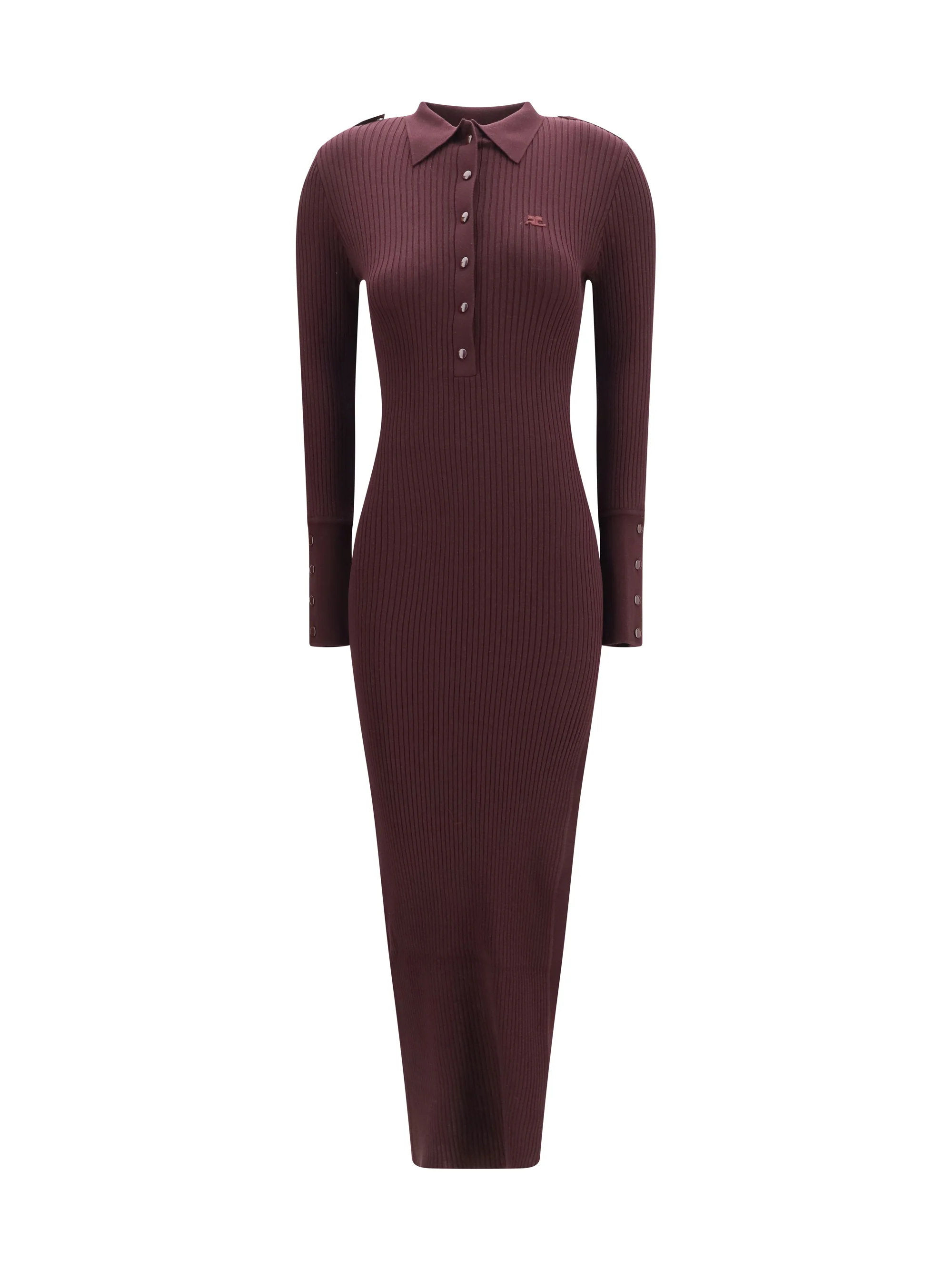 rib knit polo long dress