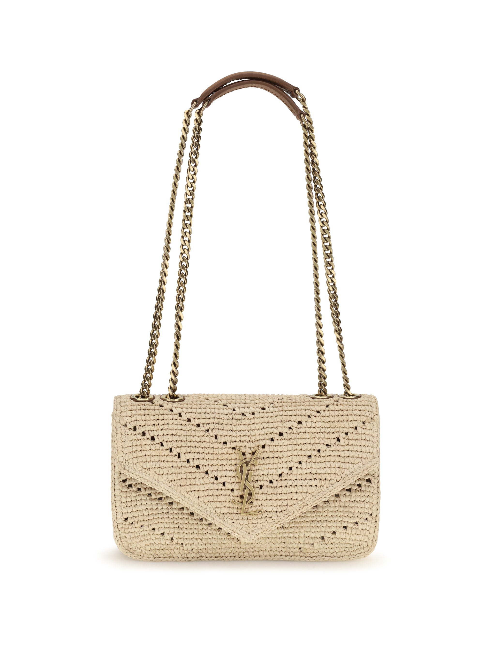 SAINT LAURENT OS small raffia loulou shoulder bag