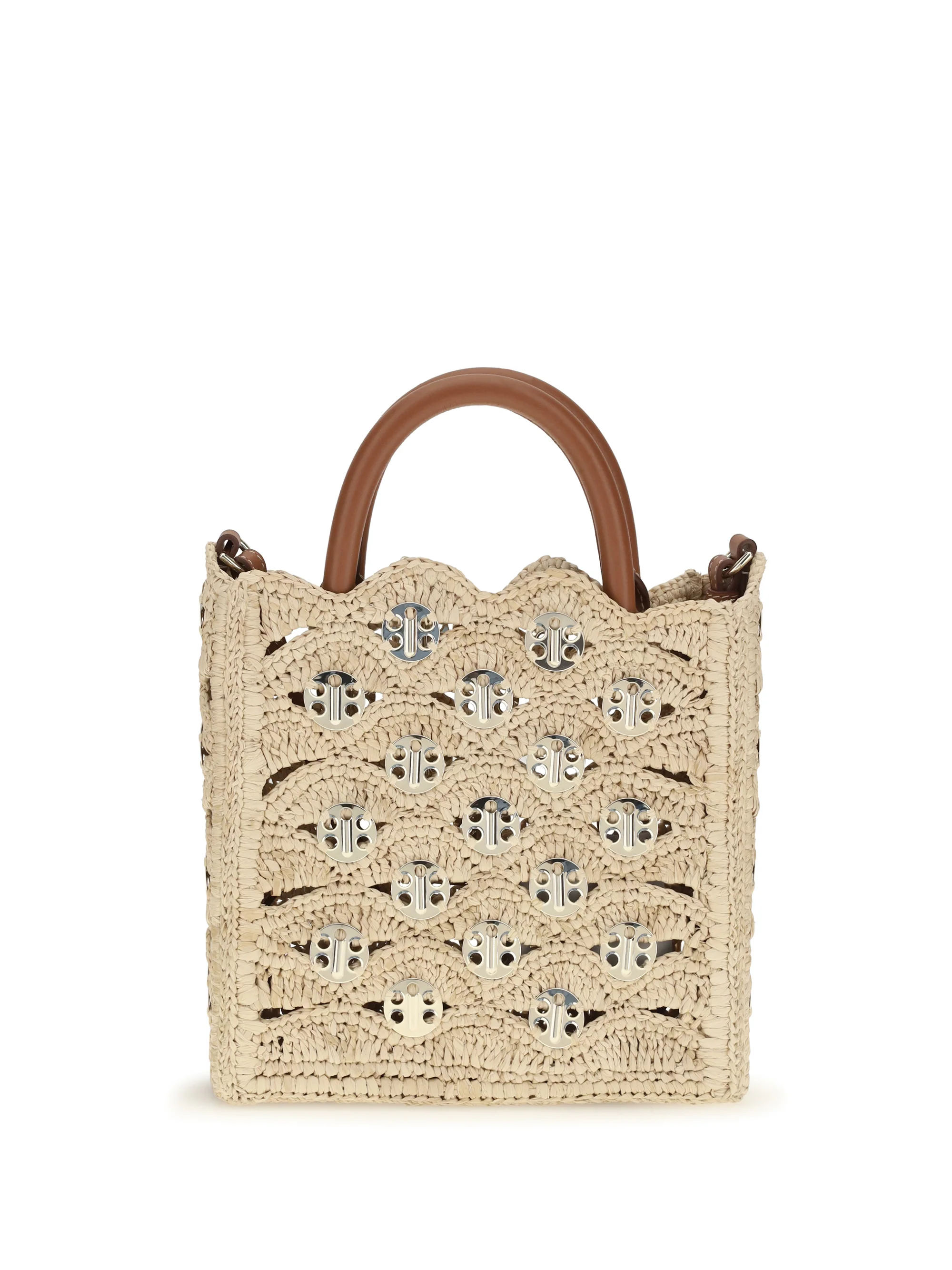 RABANNE OS 1969 disc raffia top-handle bag