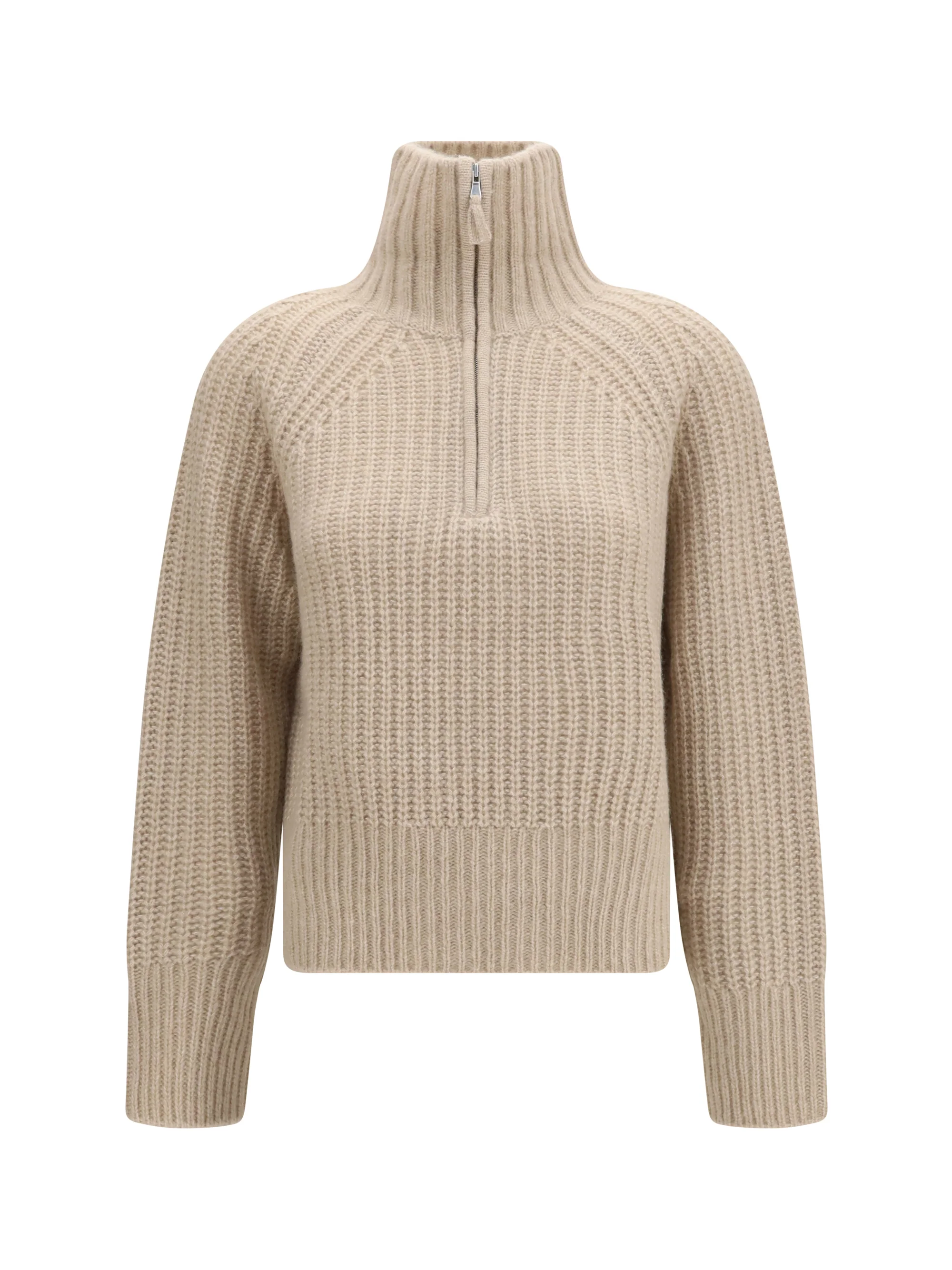 ribbed troyer sweater with zip