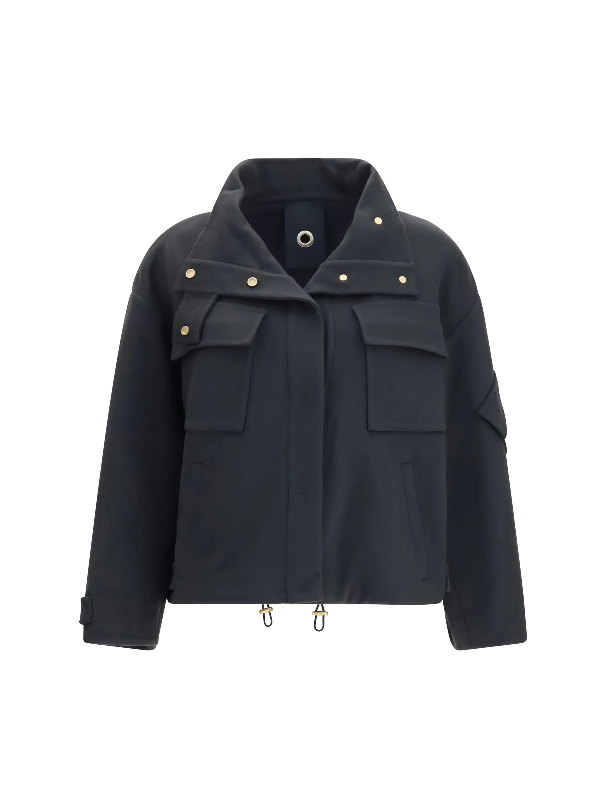 coat caban in double cashmere blouson with high collar