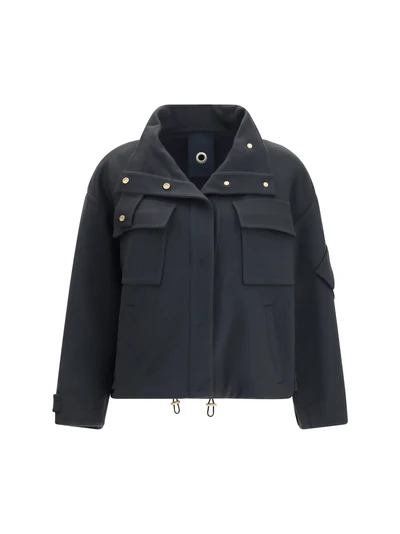 coat caban in double cashmere blouson with high collar