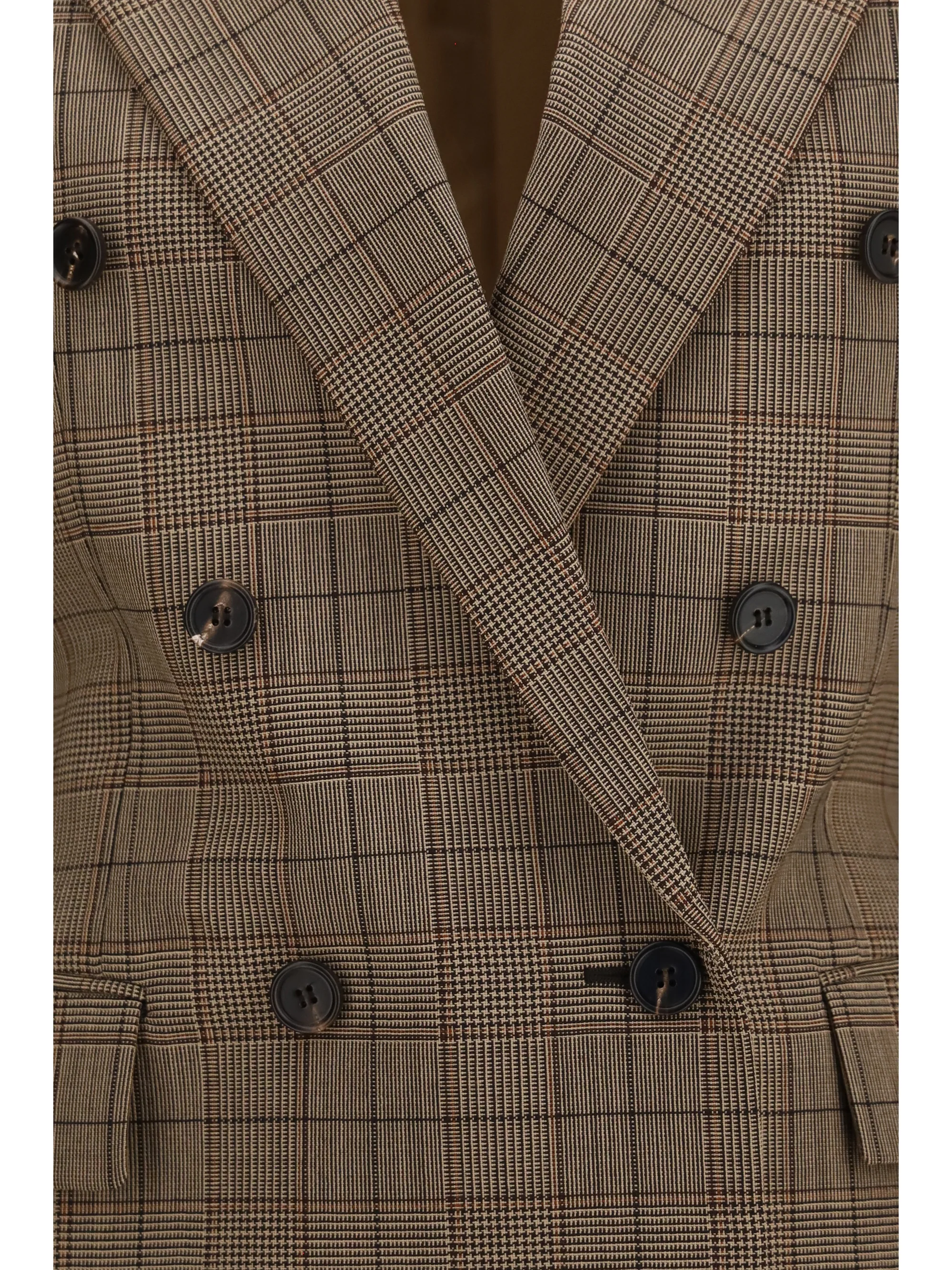 checked double-breasted blazer