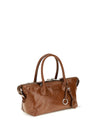 glossy leather handbag
