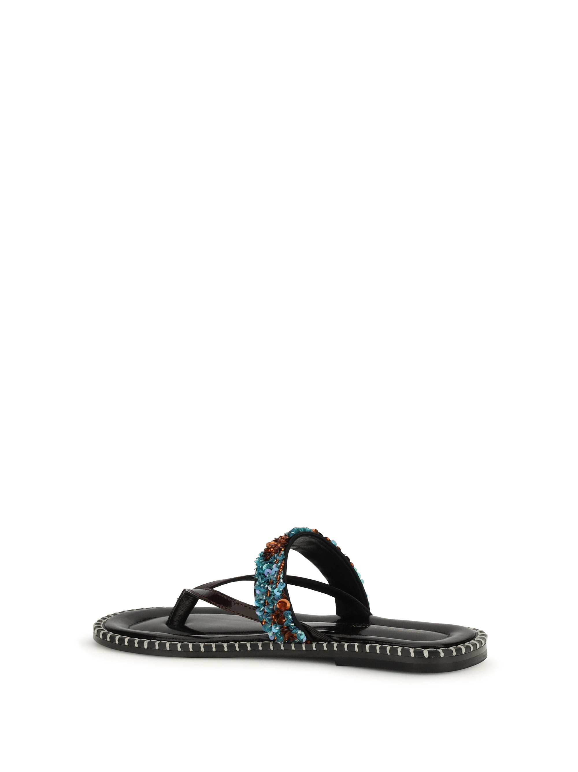 slip-on leather sandals with sequins