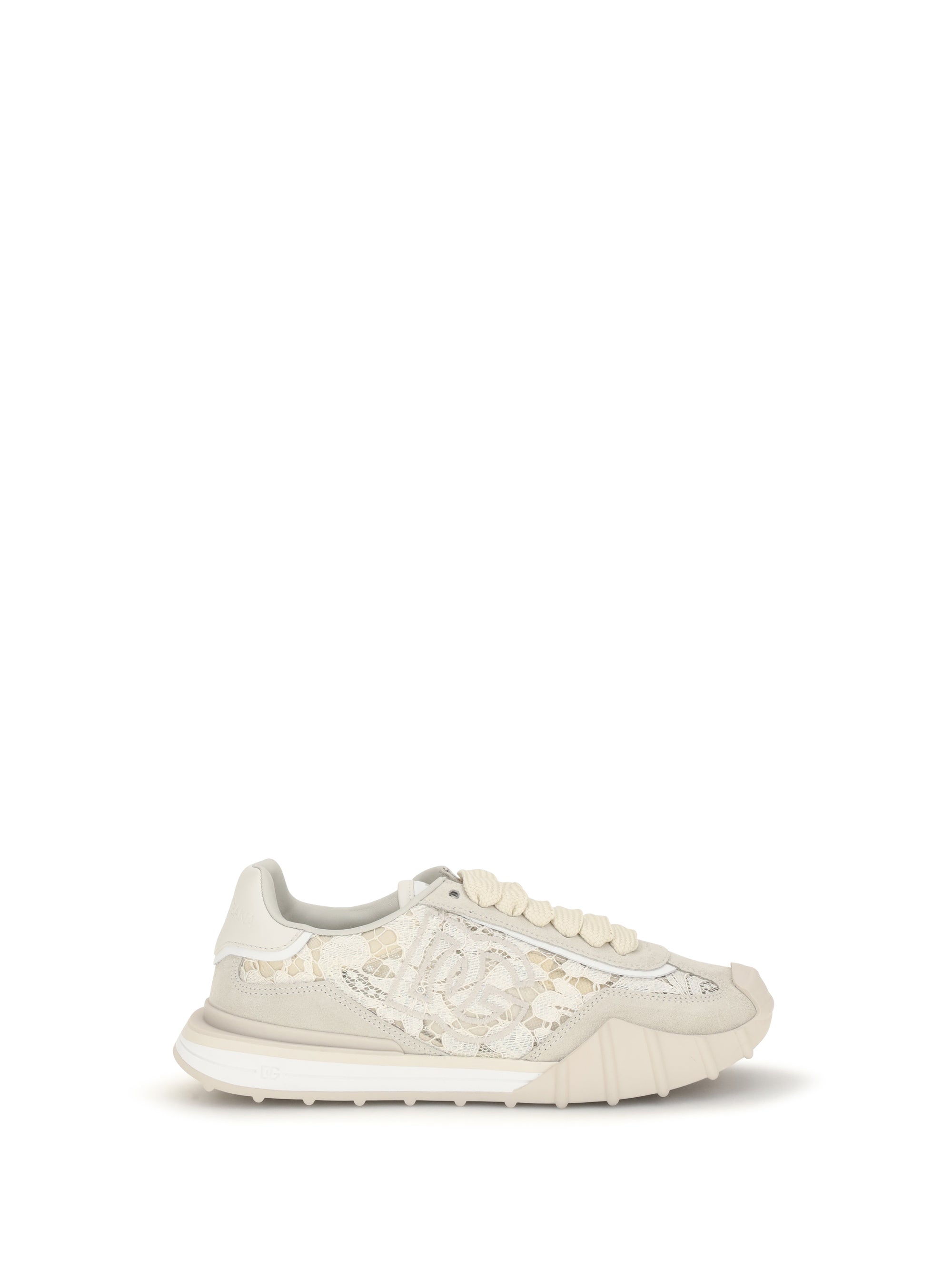 DOLCE amp; GABBANA 36 leather and lace sneakers