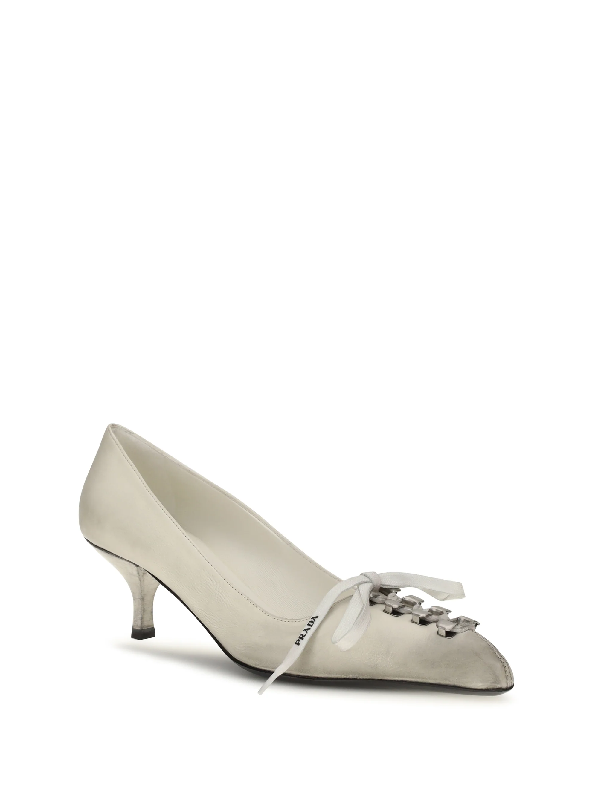 PRADA 36 lace-up antique-finish leather pumps