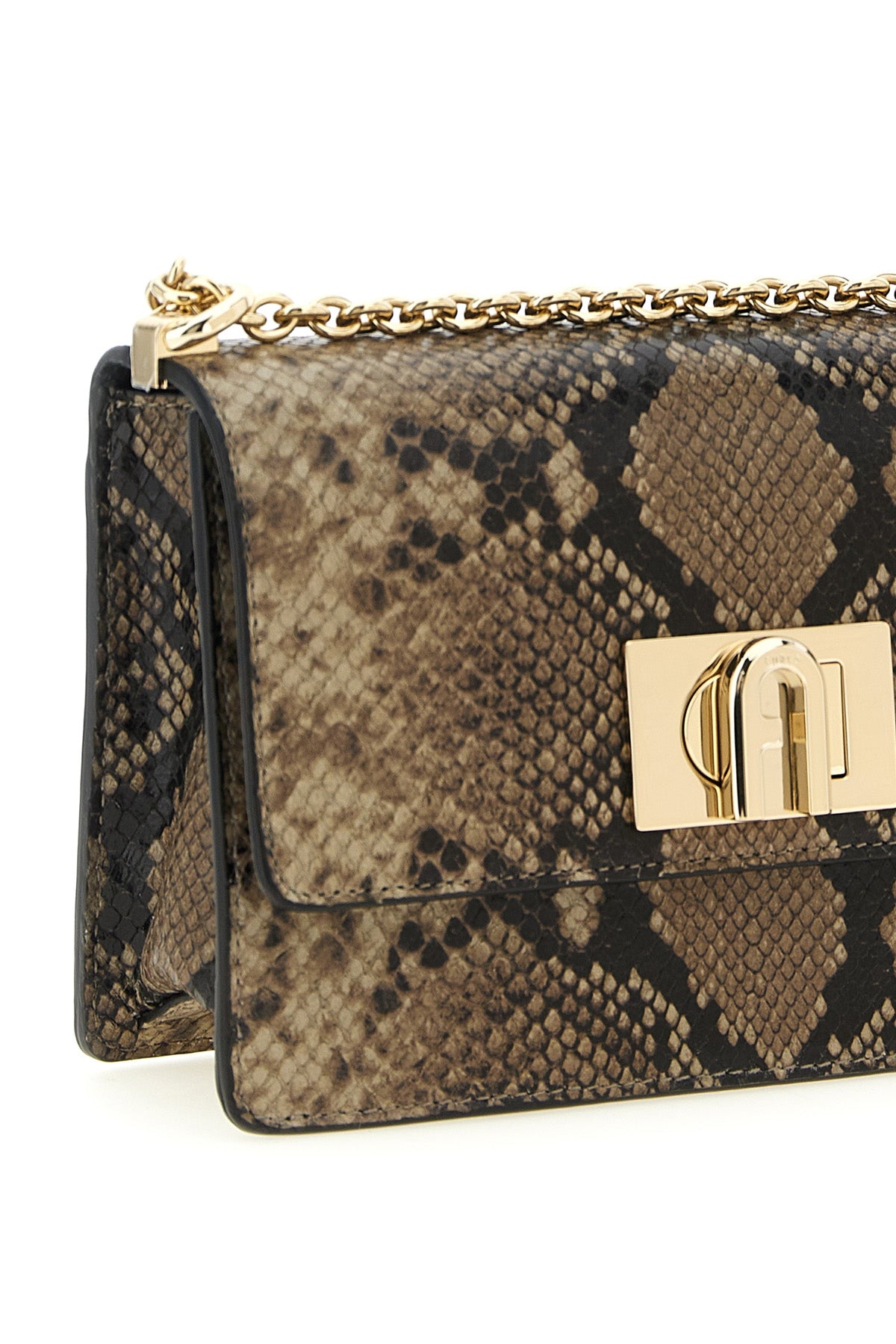 furla 1927 mini crossbody bag in python-printed leather