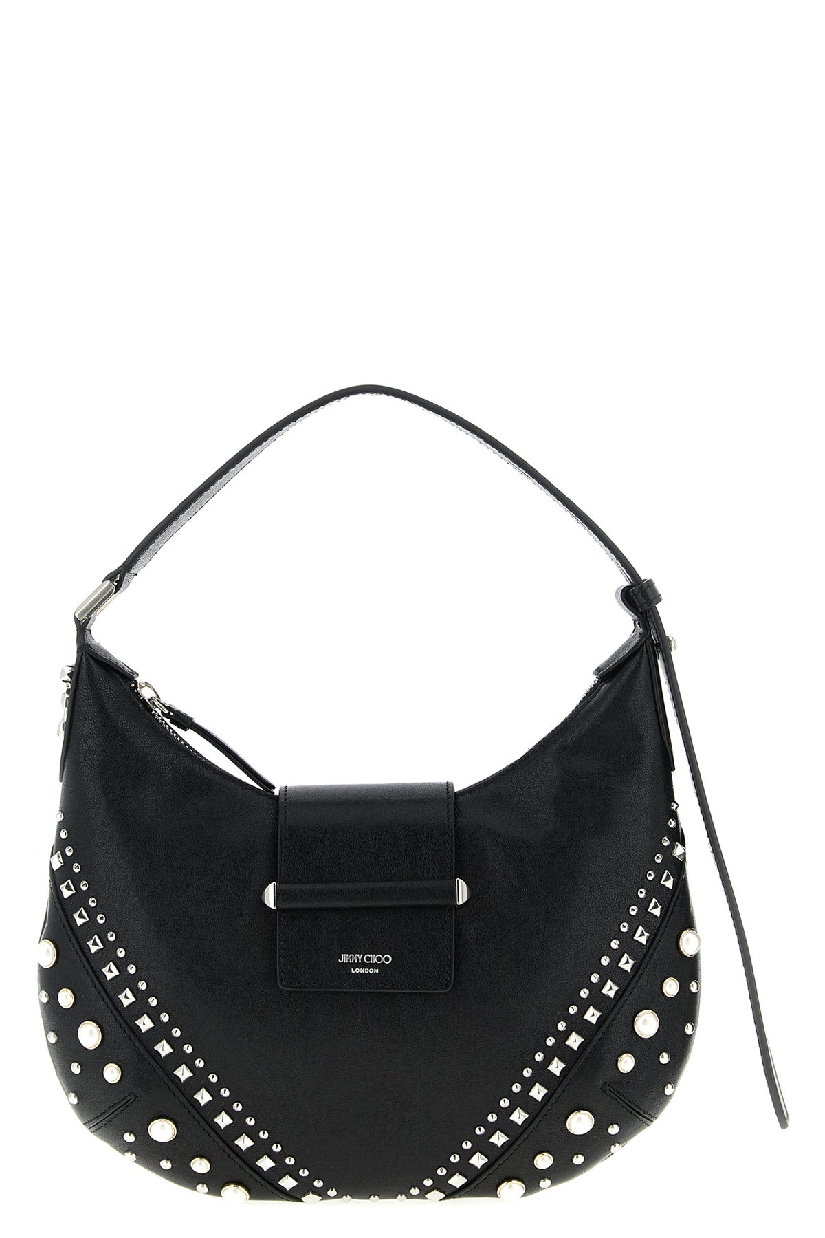 JIMMY CHOO OS small bar hobo shoulder bag in biker leather