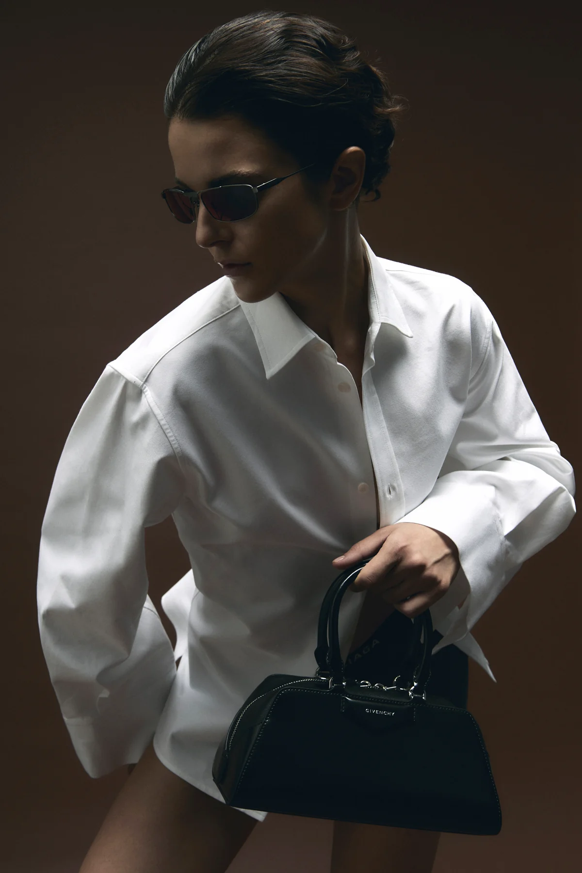 small antigona east-west box leather and shiny antigona cube handbag in long