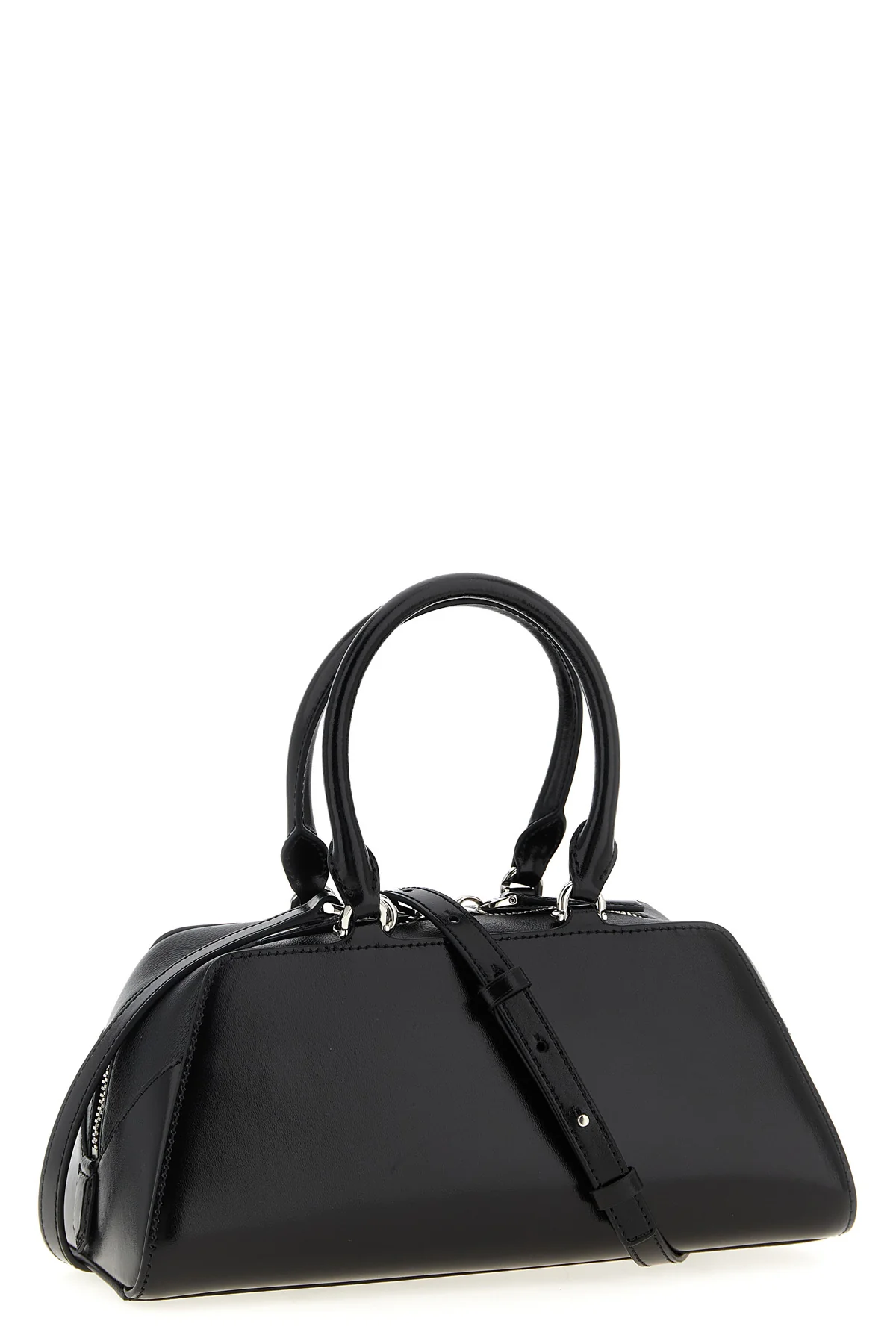 small antigona east-west box leather and shiny antigona cube handbag in long
