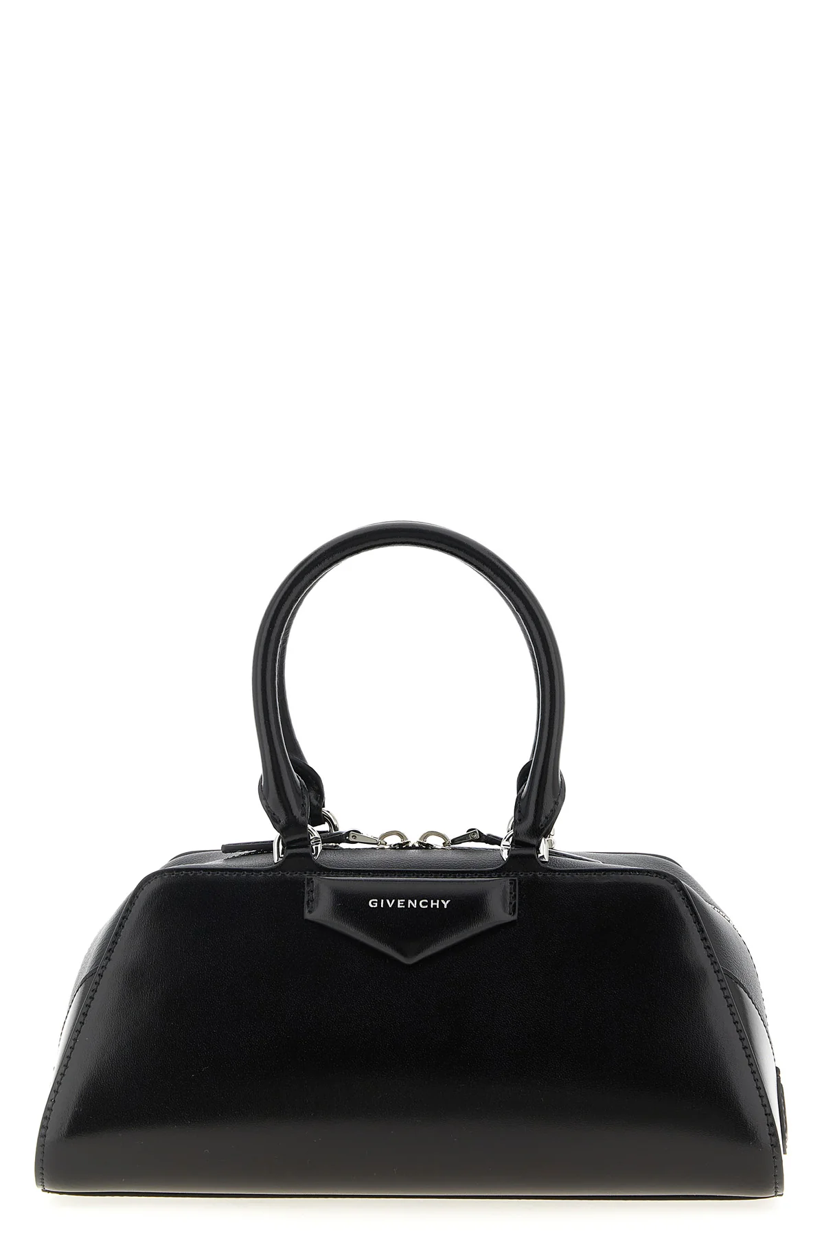 small antigona east-west box leather and shiny antigona cube handbag in long