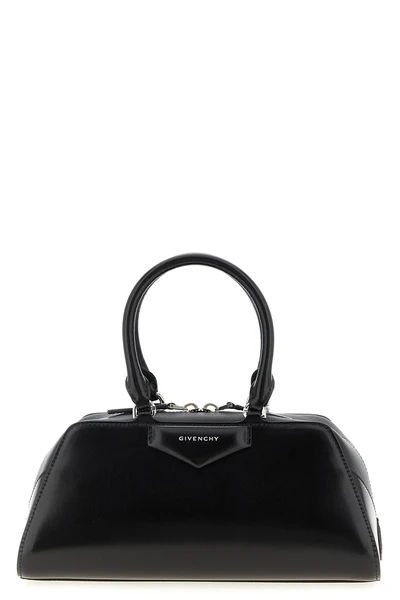 small antigona east-west box leather and shiny antigona cube handbag in long