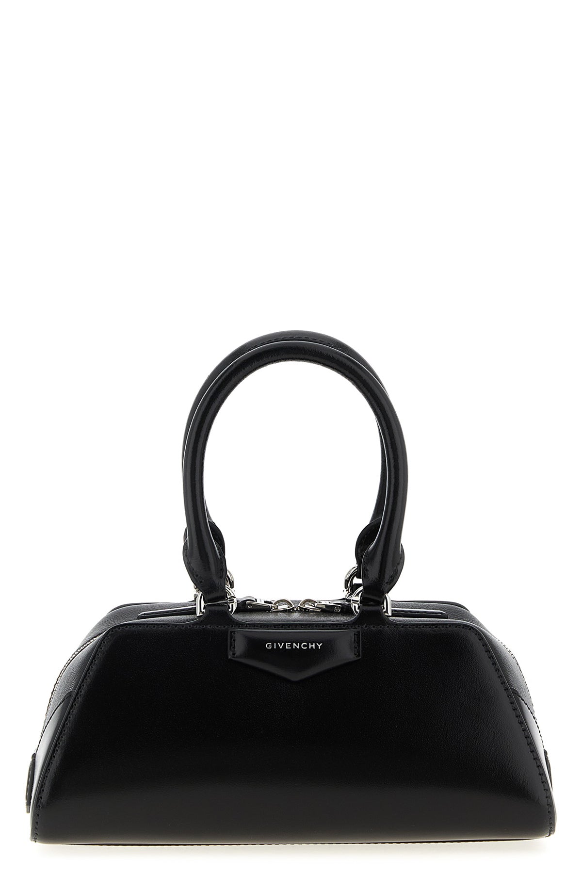 GIVENCHY OS antigona east-west box leather mini handbag and shiny full-grained leather