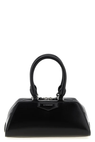antigona east-west box leather mini handbag and shiny full-grained leather