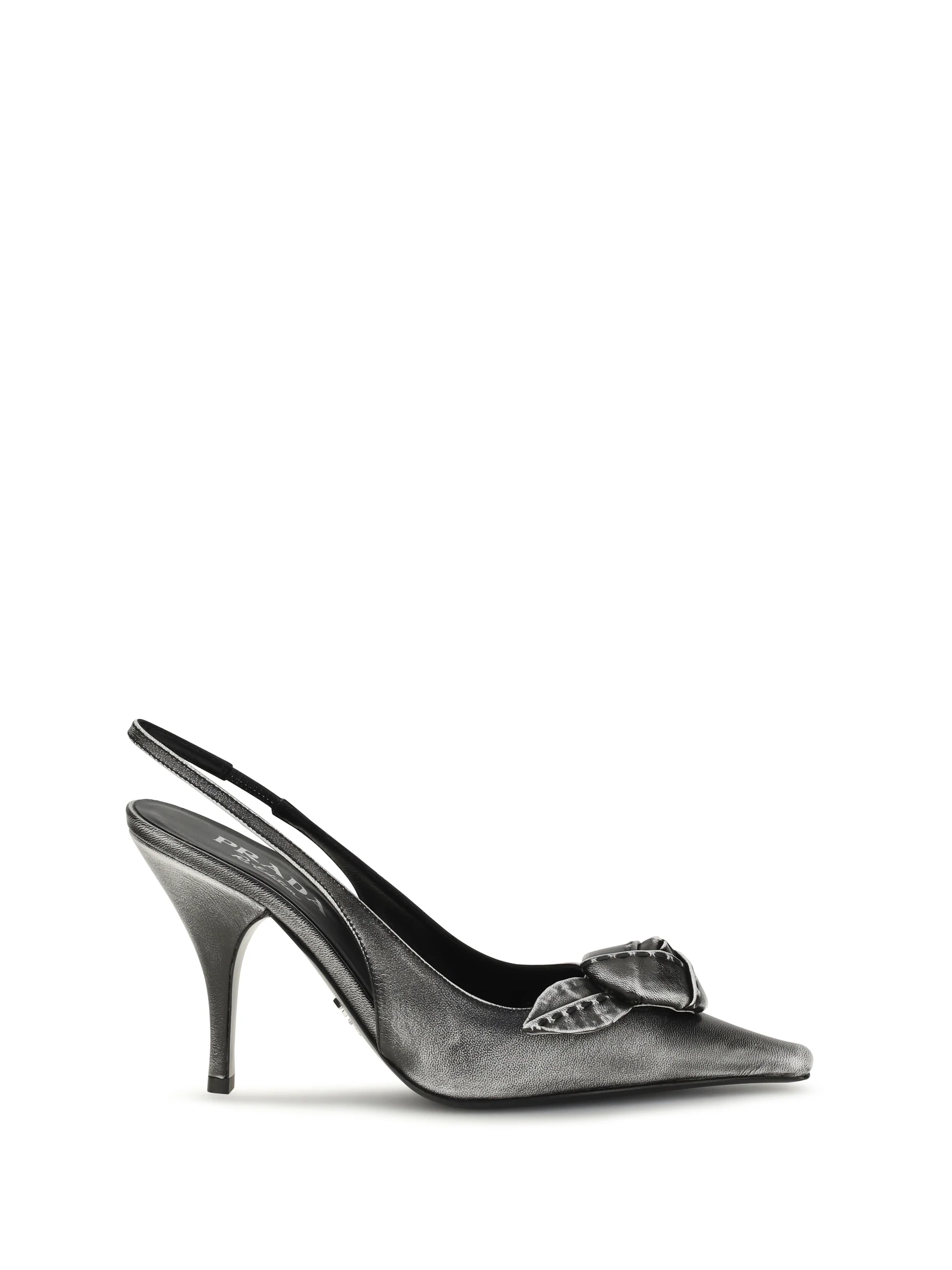 PRADA 41 floral-detail leather slingback pumps