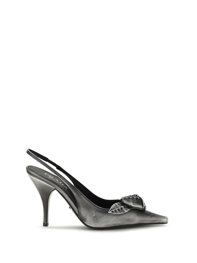 floral-detail leather slingback pumps