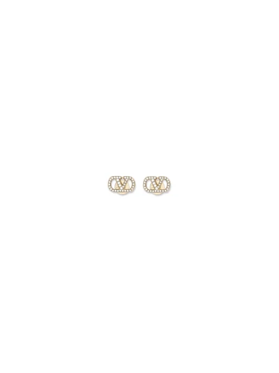 vlogo signature earrings in metal and swarovski crystals
