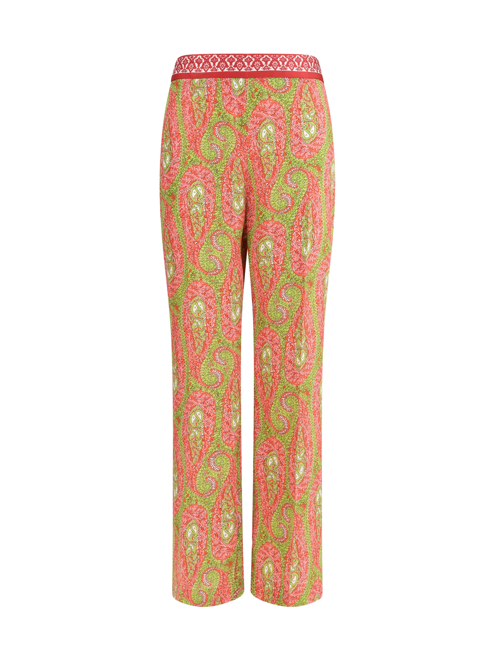 ETRO 42 bootcut pants with placed paisley foliage print