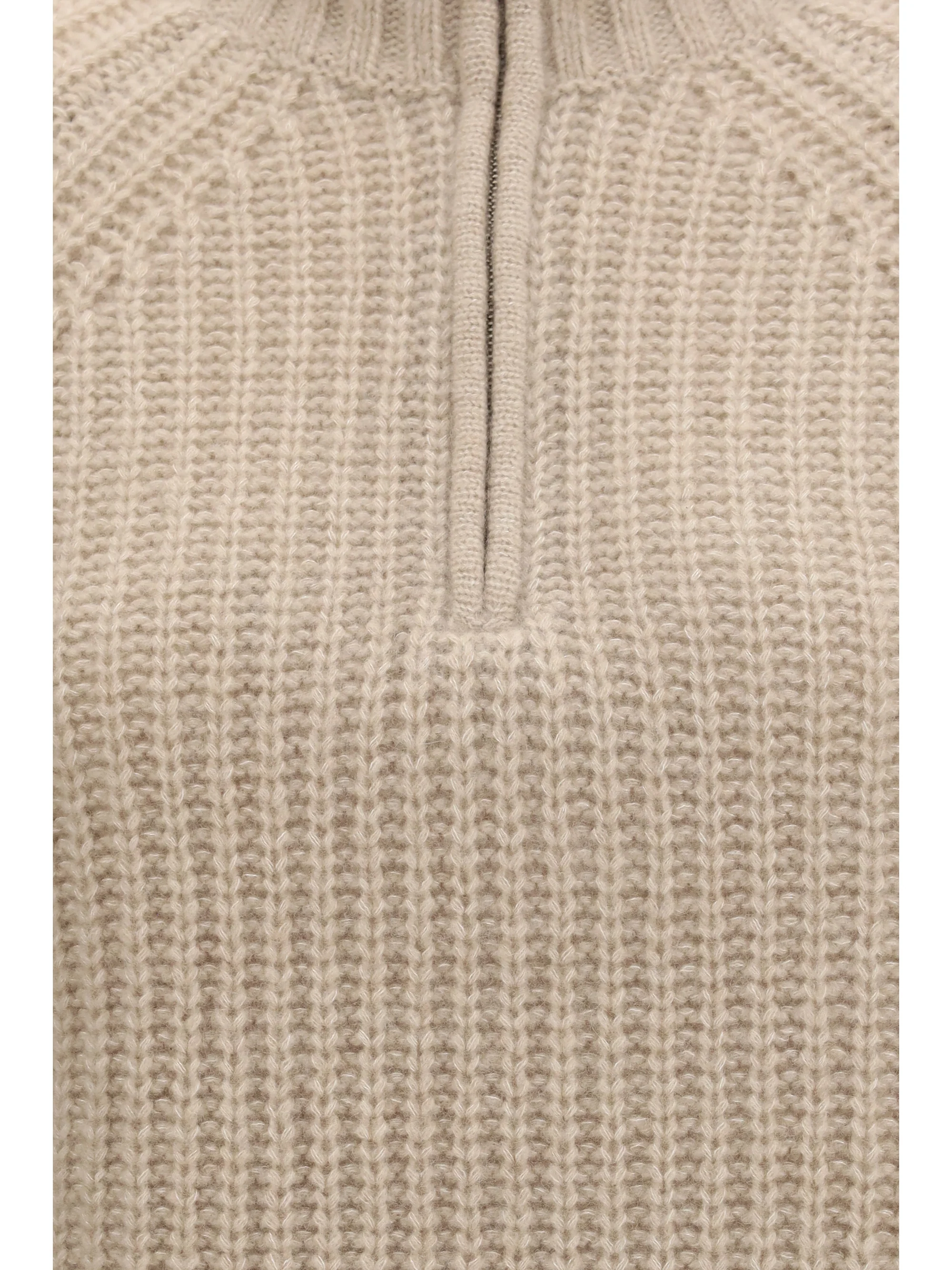 ribbed troyer sweater with zip
