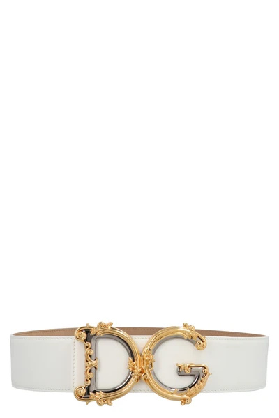 dolce  gabbana dg barocco belt in logo lux leather