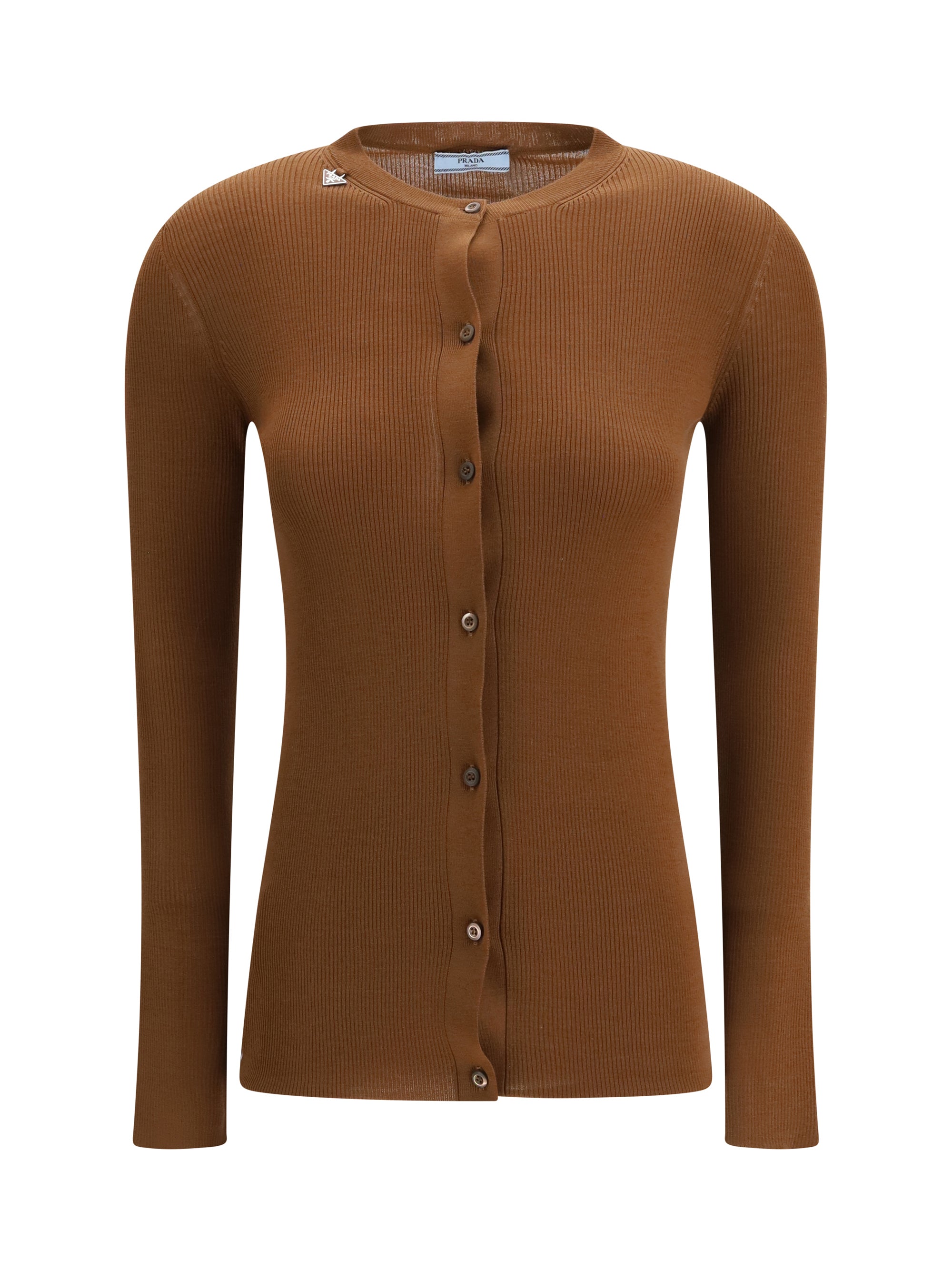 PRADA 42 ribbed wool cardigan
