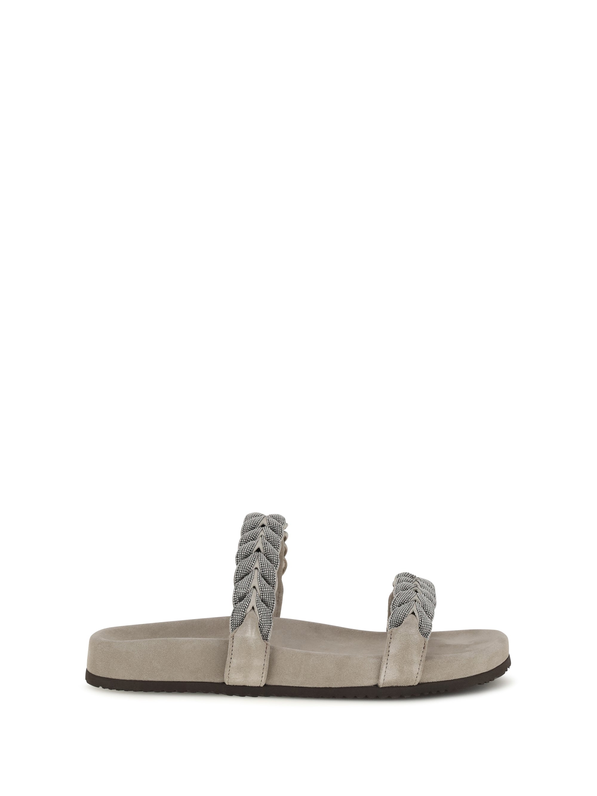 BRUNELLO CUCINELLI 38 laurel leaf monili-embellished slides