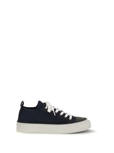 cotton knit and suede sneakers