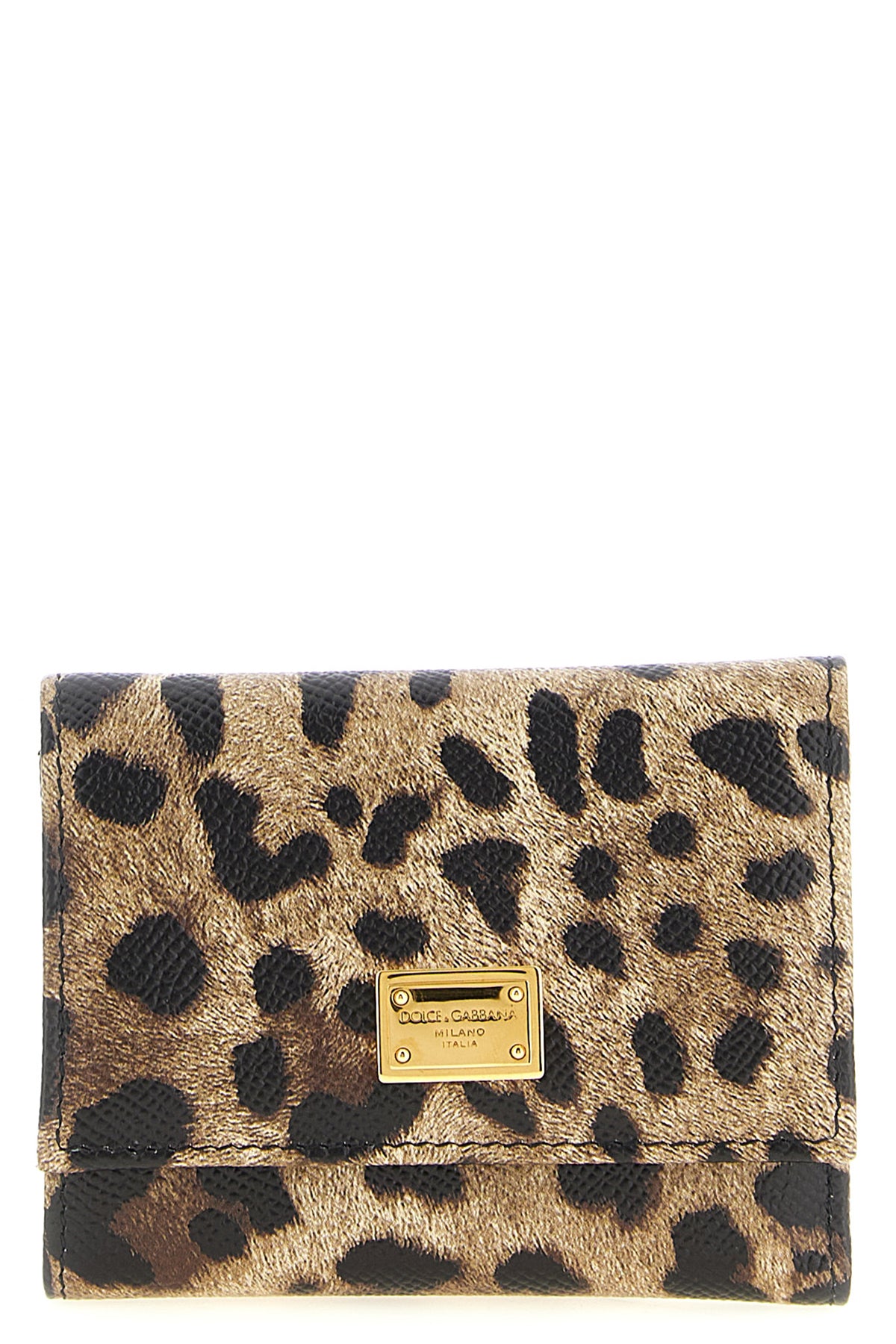 DOLCE amp; GABBANA OS french flap wallet in animal print dauphine leather