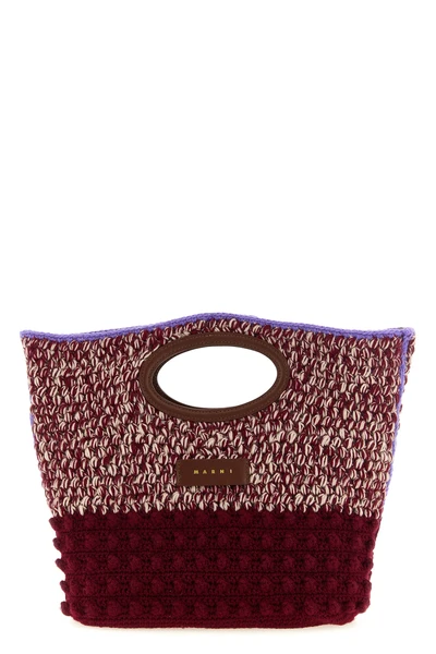 the marni knotty pure wool handbag is distinguished by a structured knit