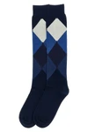 diamond-patterned cotton stocking