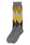 diamond-patterned cotton stocking