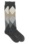 diamond-patterned cotton stocking