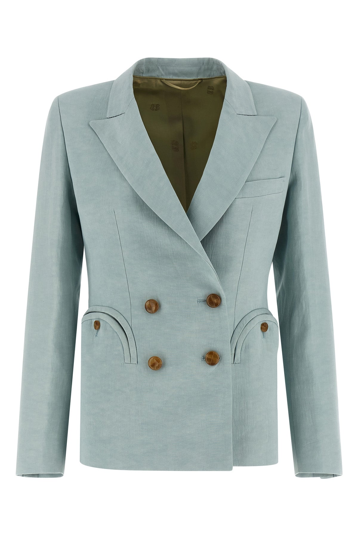 BLAZÉ MILANO 2 zenith charmer double-breasted hourglass blazer in silk and linen