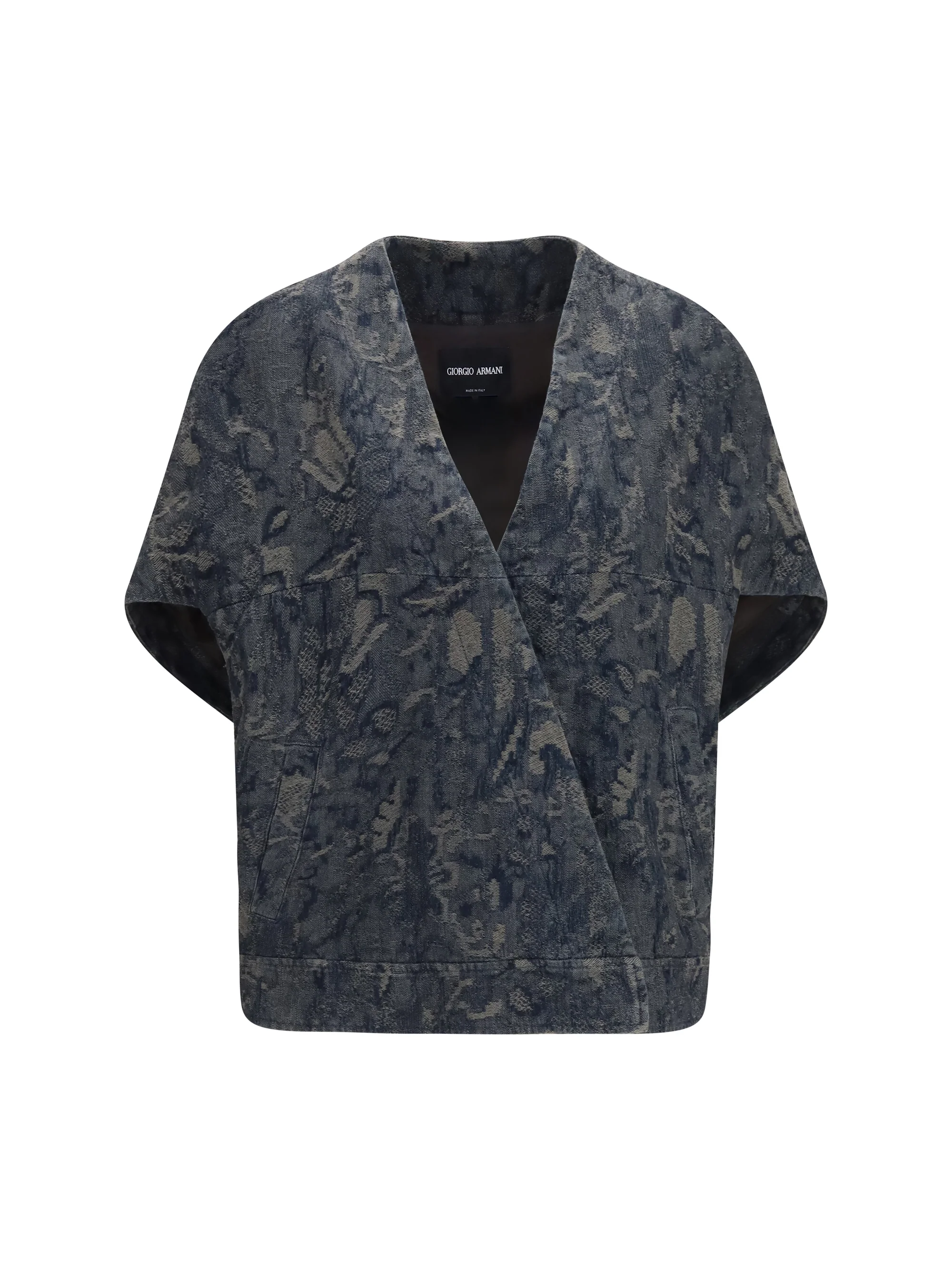 jacket in oversized floral jacquard denim