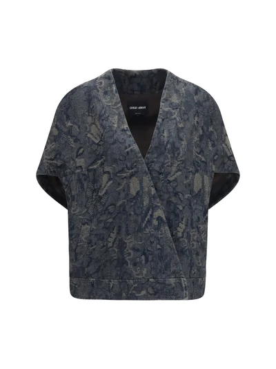 jacket in oversized floral jacquard denim
