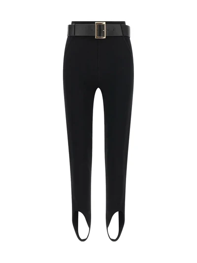 stretch jersey leggings with belt