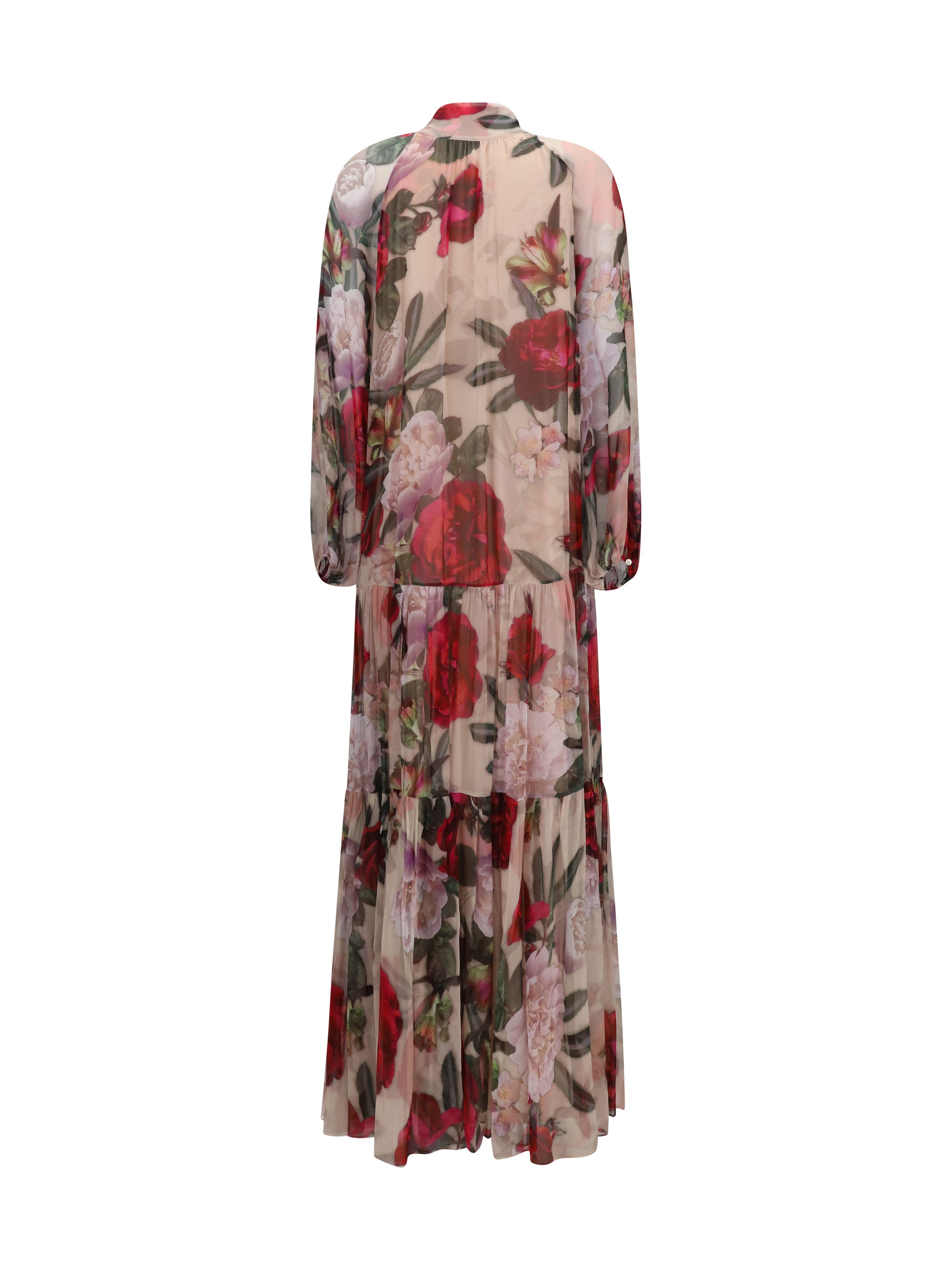 NISSA 42 long silk dress with scarf detail