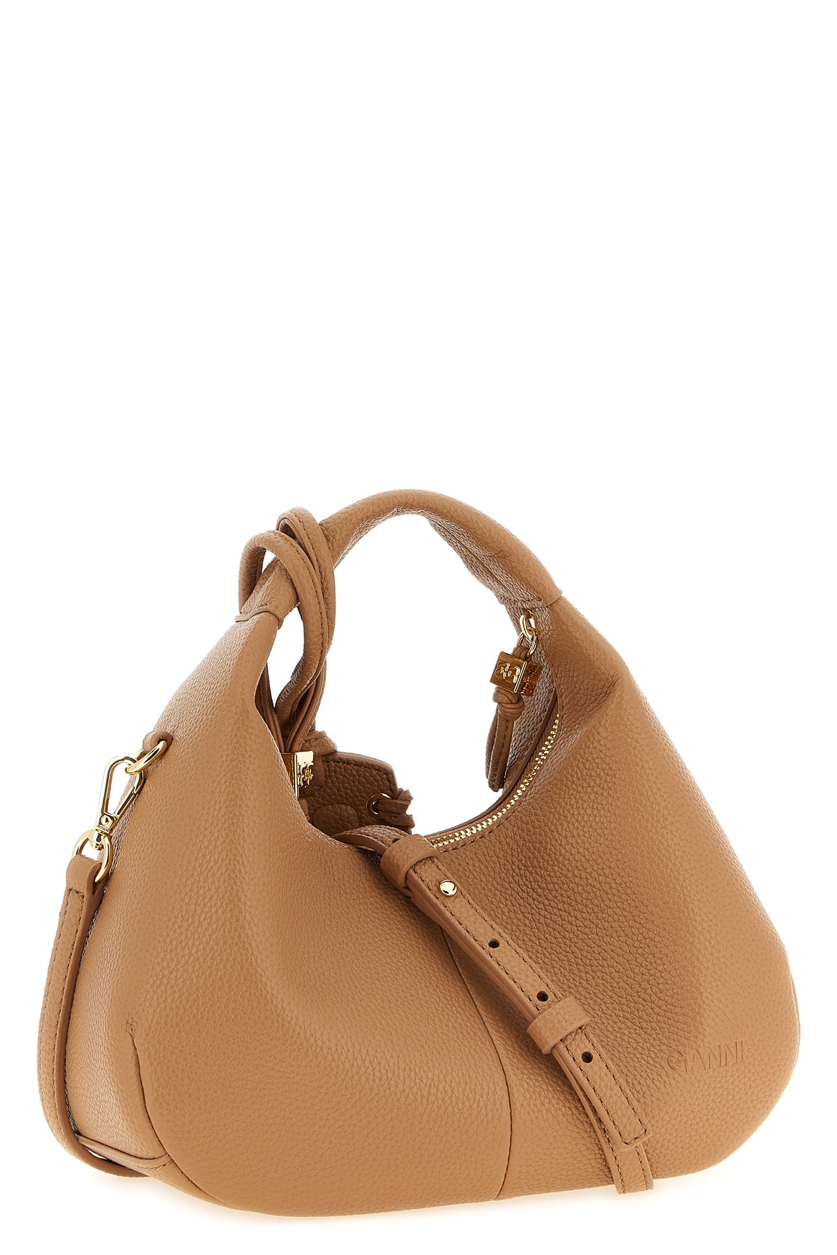 mini hobo hammered leather handbag