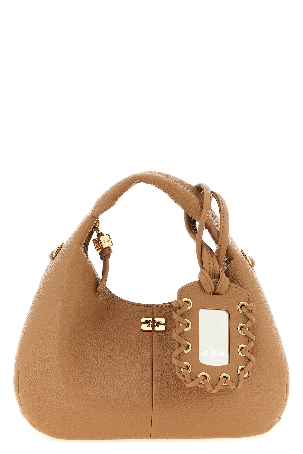 GANNI OS the ganni mini hobo handbag features a curved