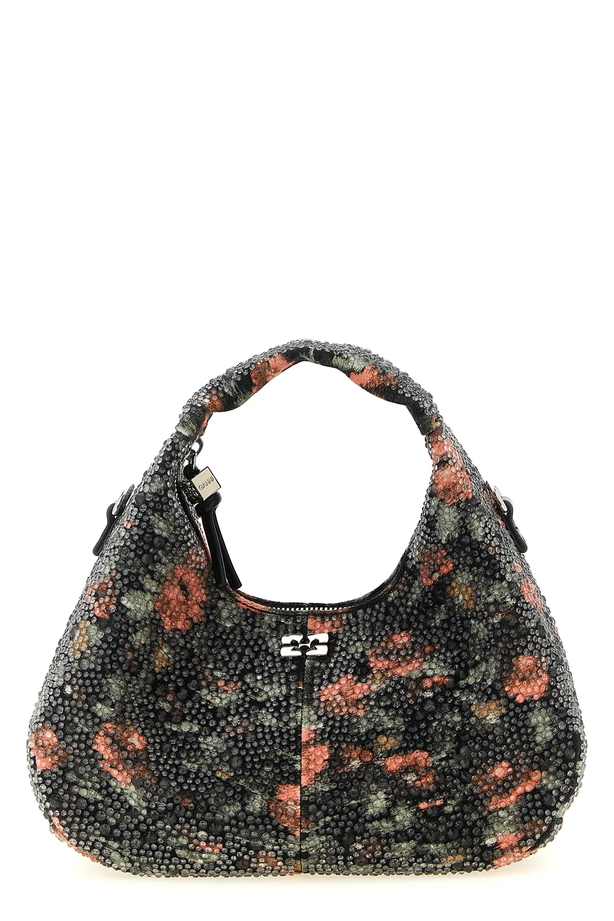 the hobo mini flowers ganni bag redefines the classic curved silhouette throug