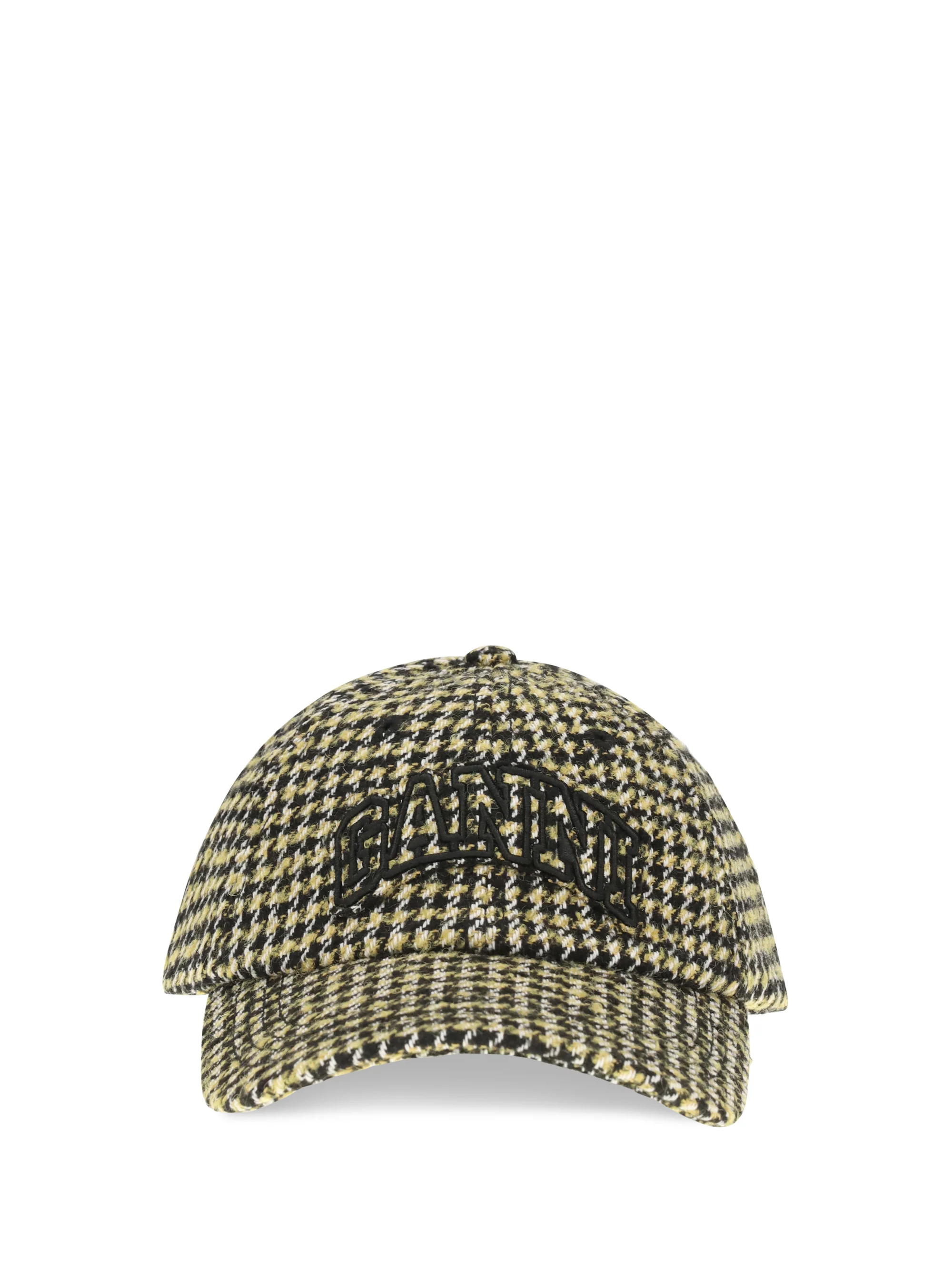 GANNI OS woollen check cap