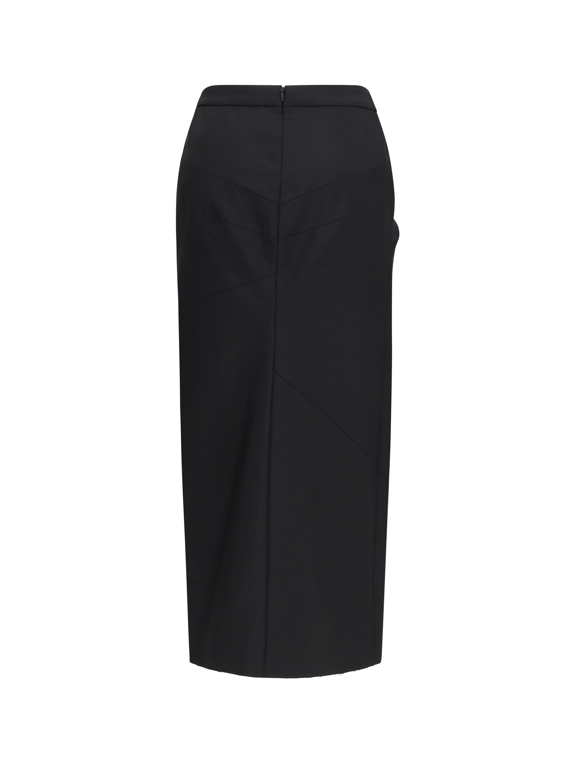 GIVENCHY 38 draped midi skirt in double-faced wool and mohair