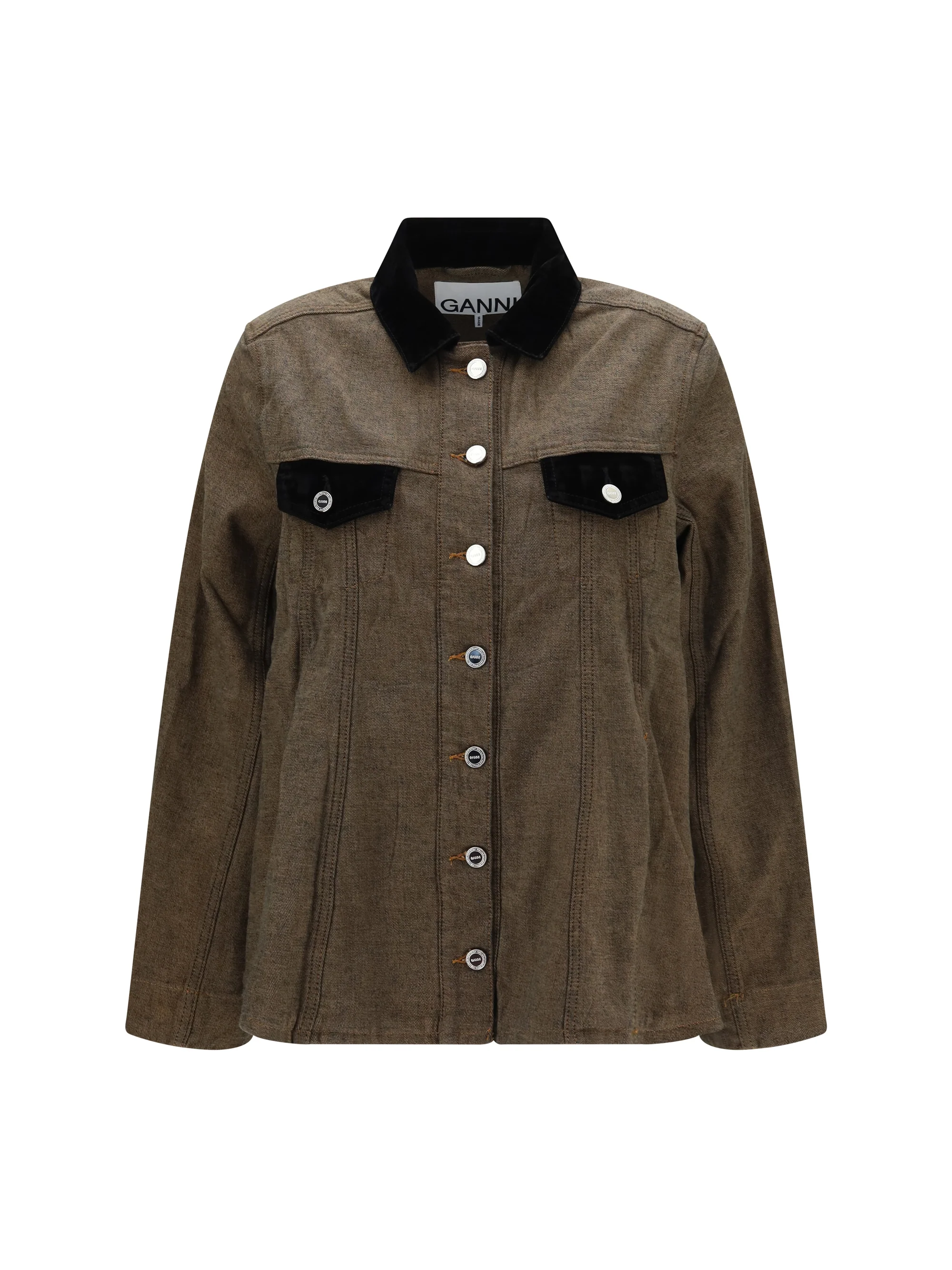 GANNI 36 neppy denim overshirt