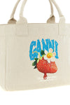 medium shopping bag in woven cotton canvas