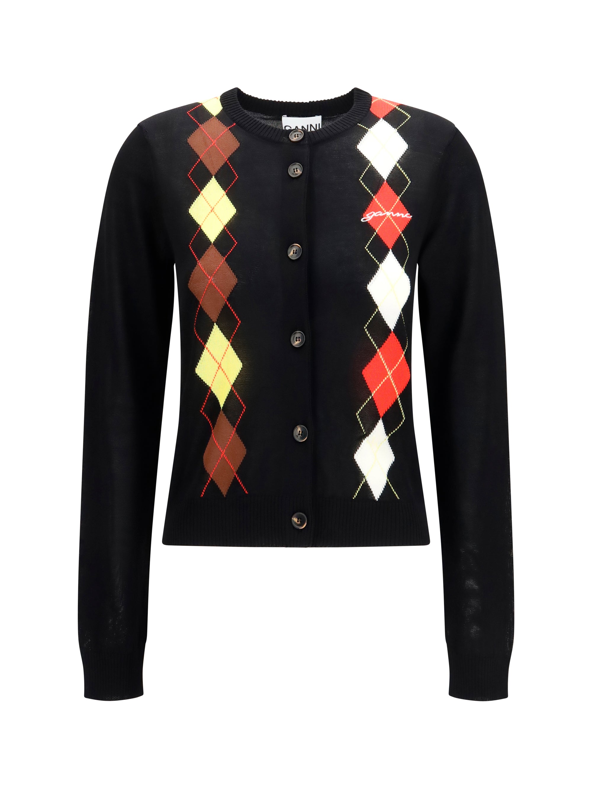 GANNI L diamond-pattern cardigan