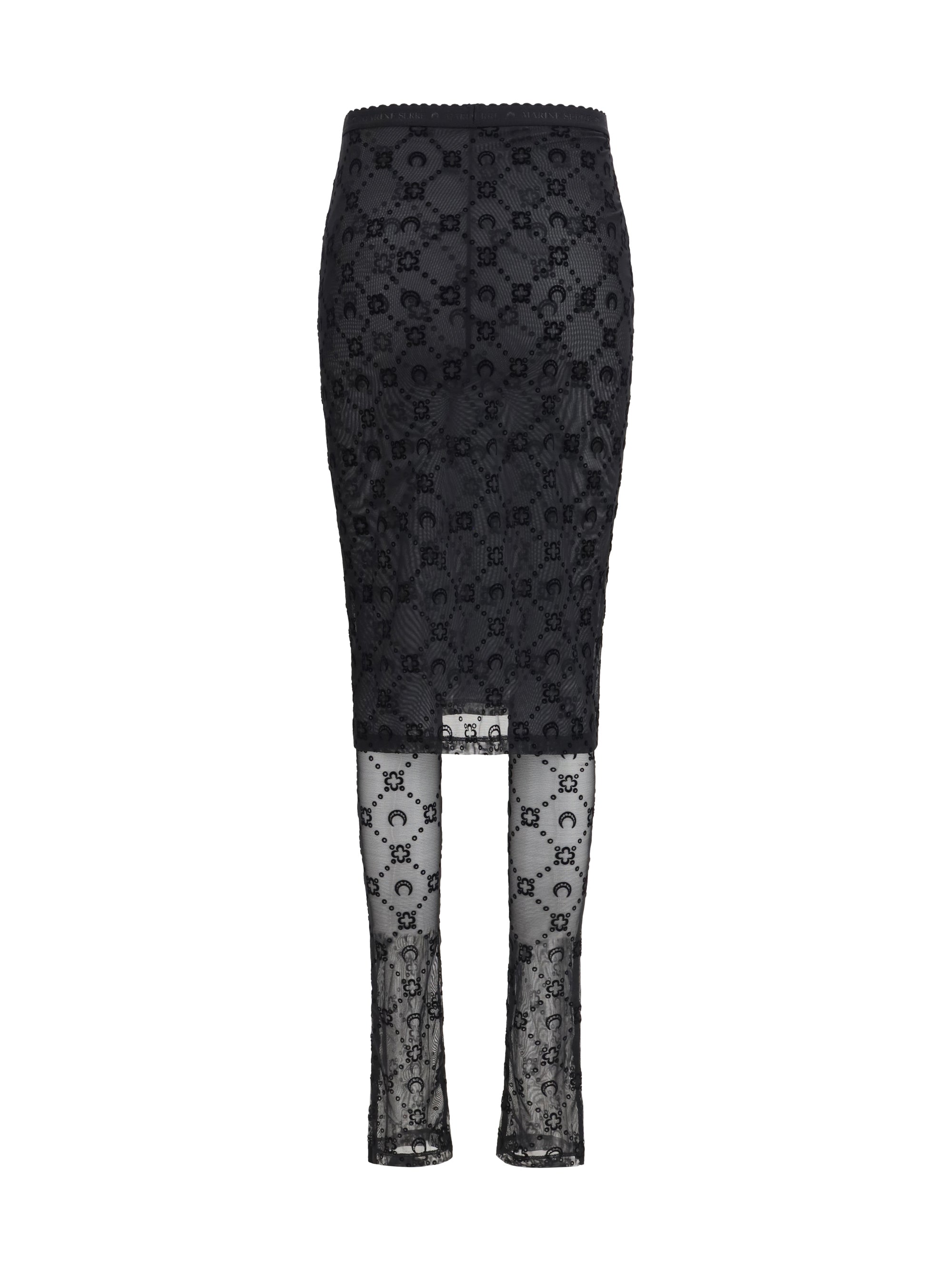 MARINE SERRE M moonogram mesh flock pant-skirt